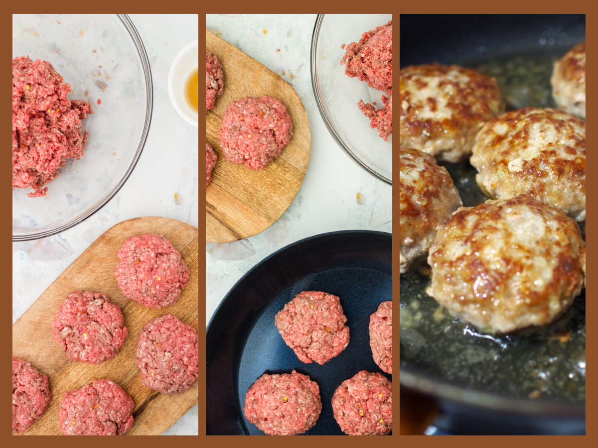 process shots showing low carb breakfast sausage patties