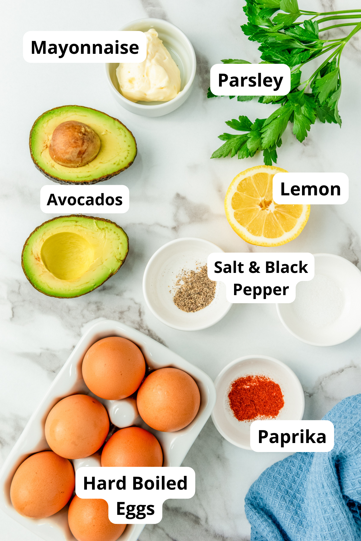 ingredients to make avocado deviled eggs