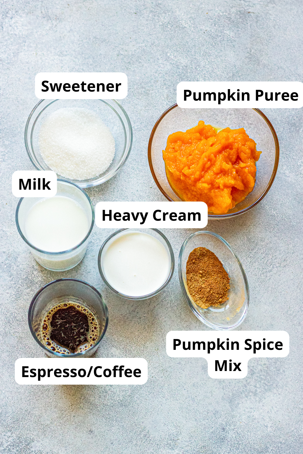 ingredients to make your own homemade pumpkin spice lattes