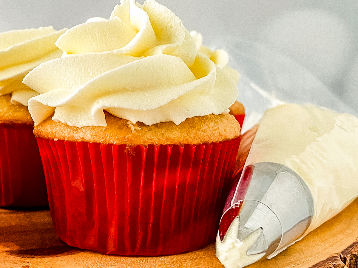 classic American Buttercream frosting on a cupcake