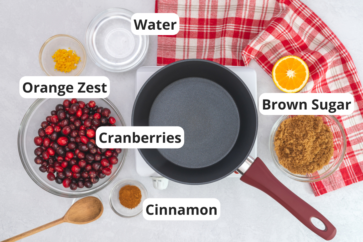 ingredients to make low carb cranberry sauce on a table