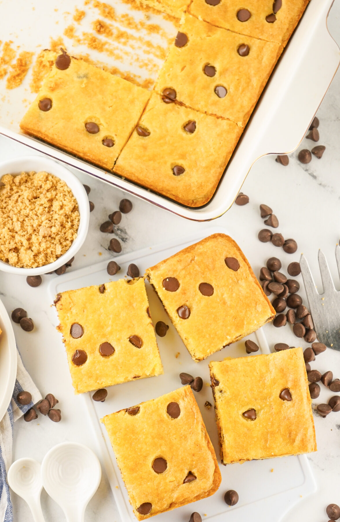 chocolate chip cookies bars on a plate
