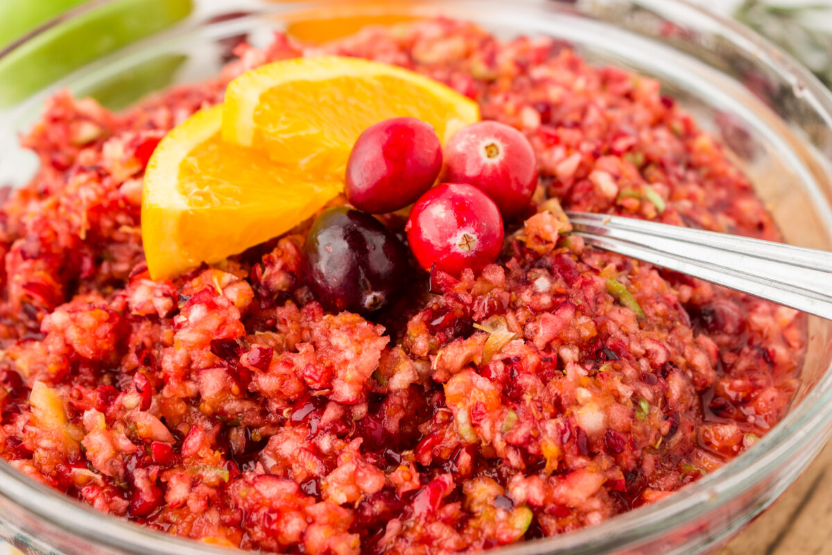 fresh cranberry relish in a bowl