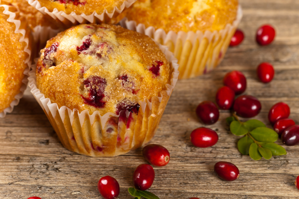 cranberry muffins on a table