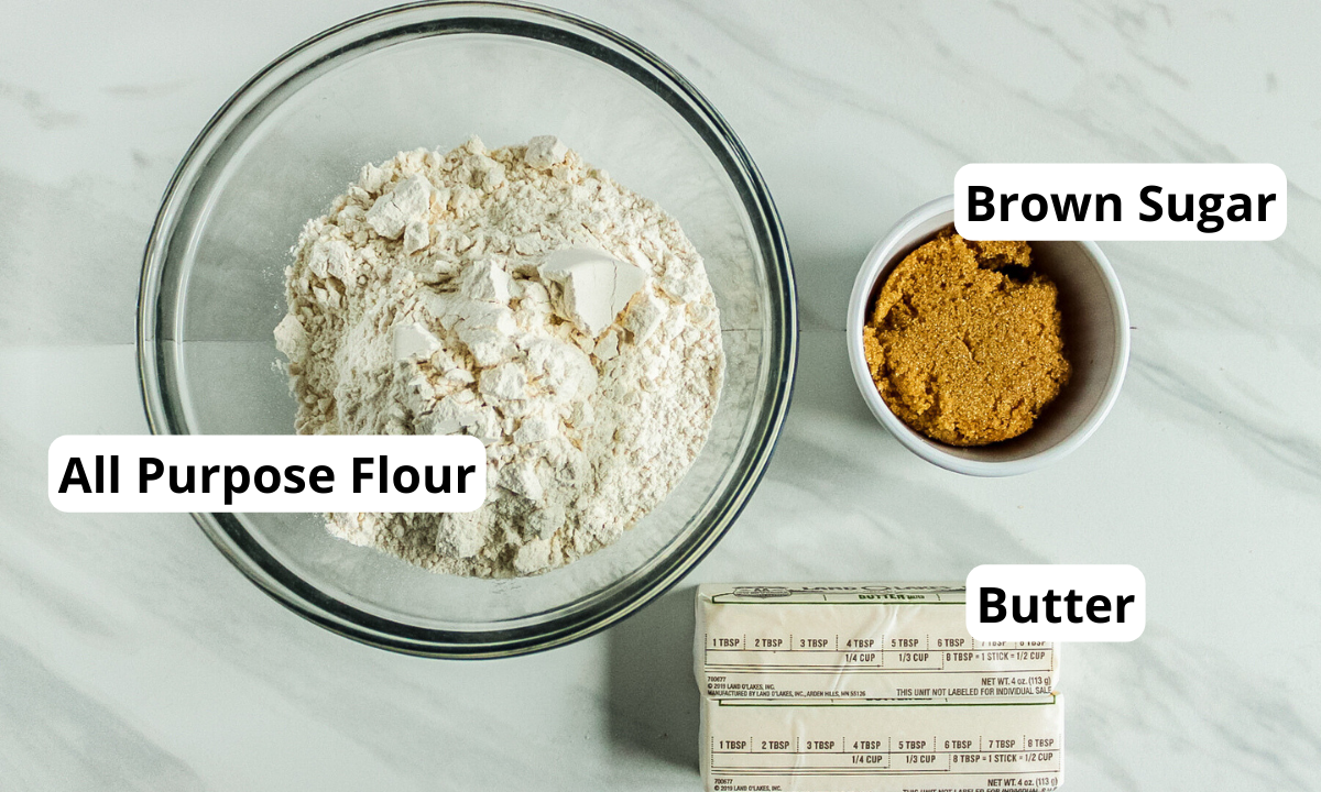 ingredients to make quick shortbread cookies