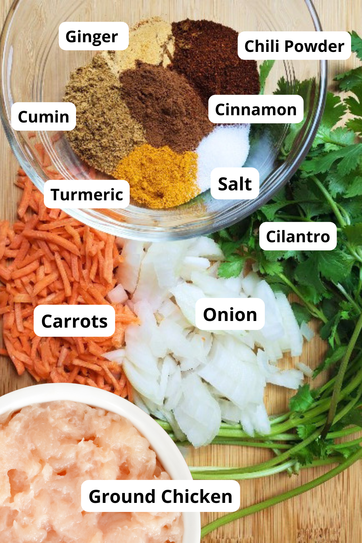 ingredients to make these curry chicken meatballs