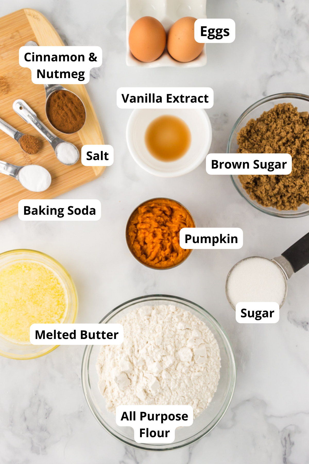 ingredients to make this easy pumpkin spice muffin recipe