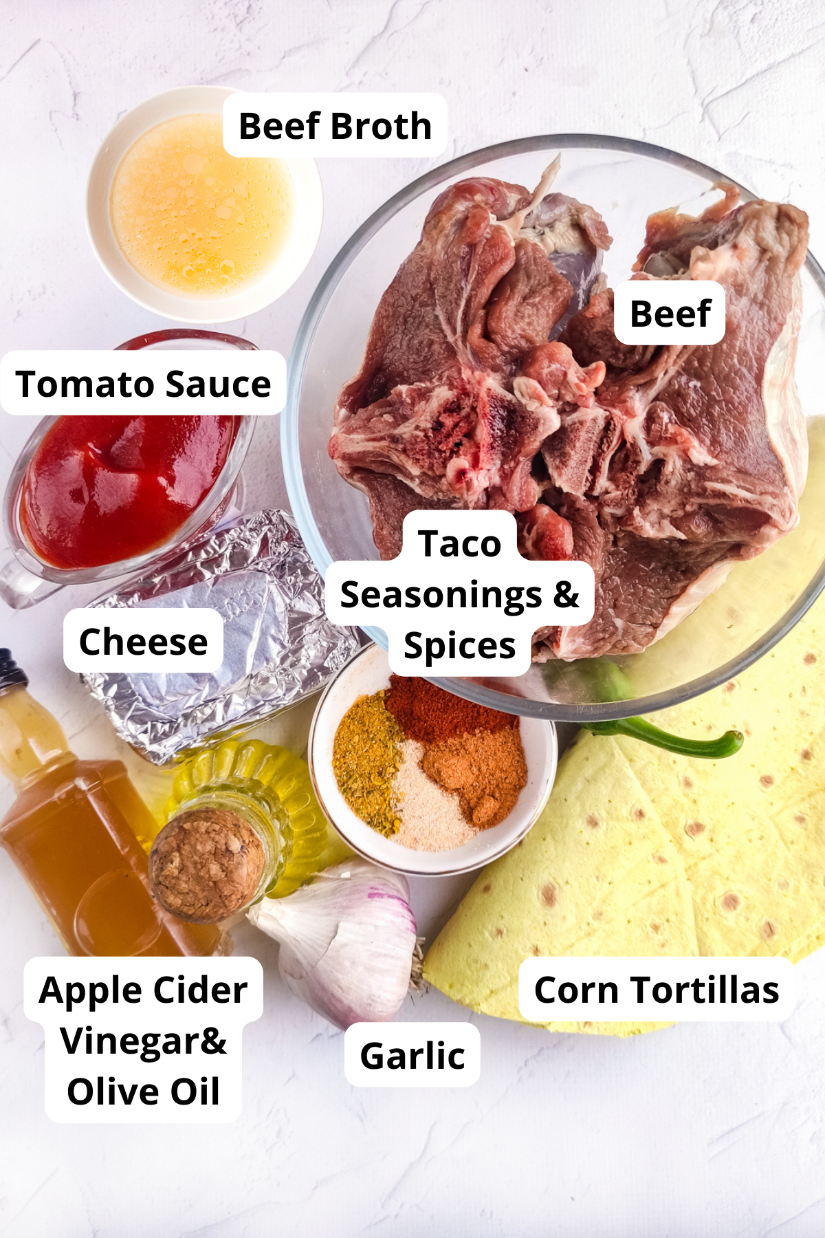 ingredients to make Quesabirria Tacos