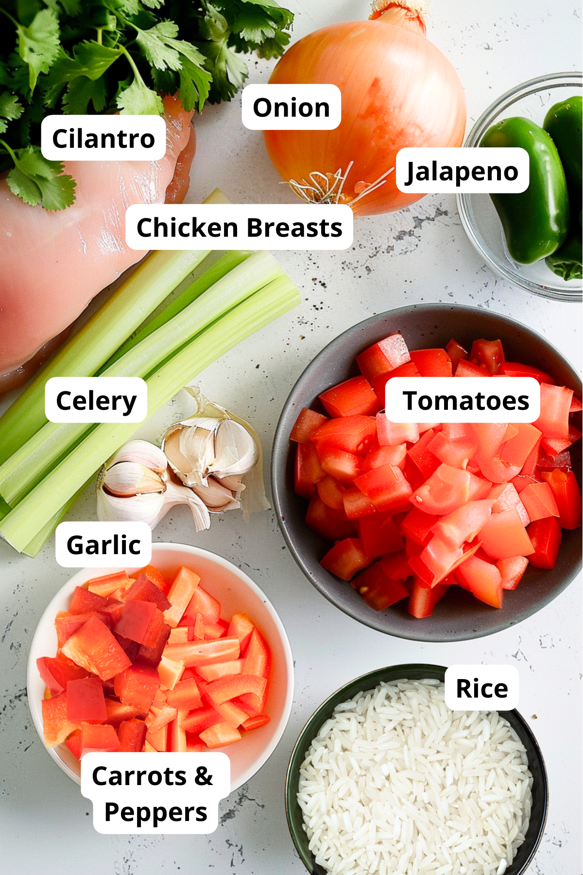 imaging showing ingredients to make chicken tortilla soup also called Mexican chicken soup