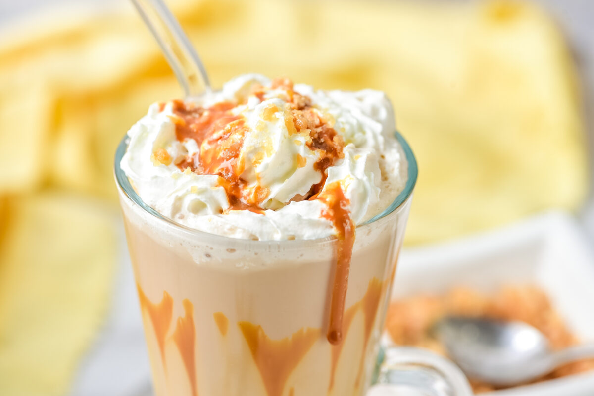 crunchy caramel bits on top of this homemade frappuccino