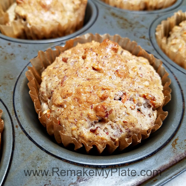 keto carrot cake muffins in a baking pan