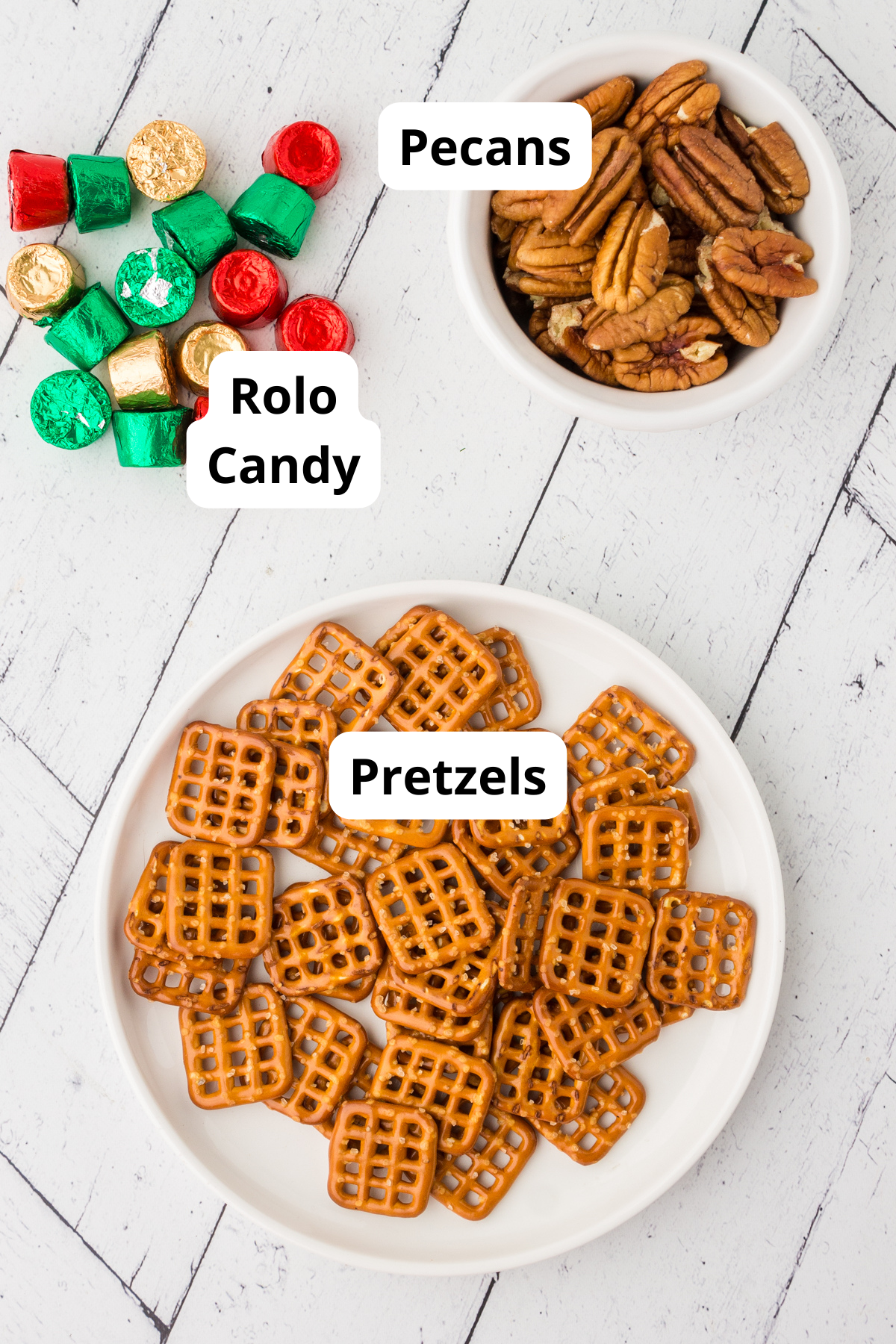 ingredients for this rolo pretzel recipe