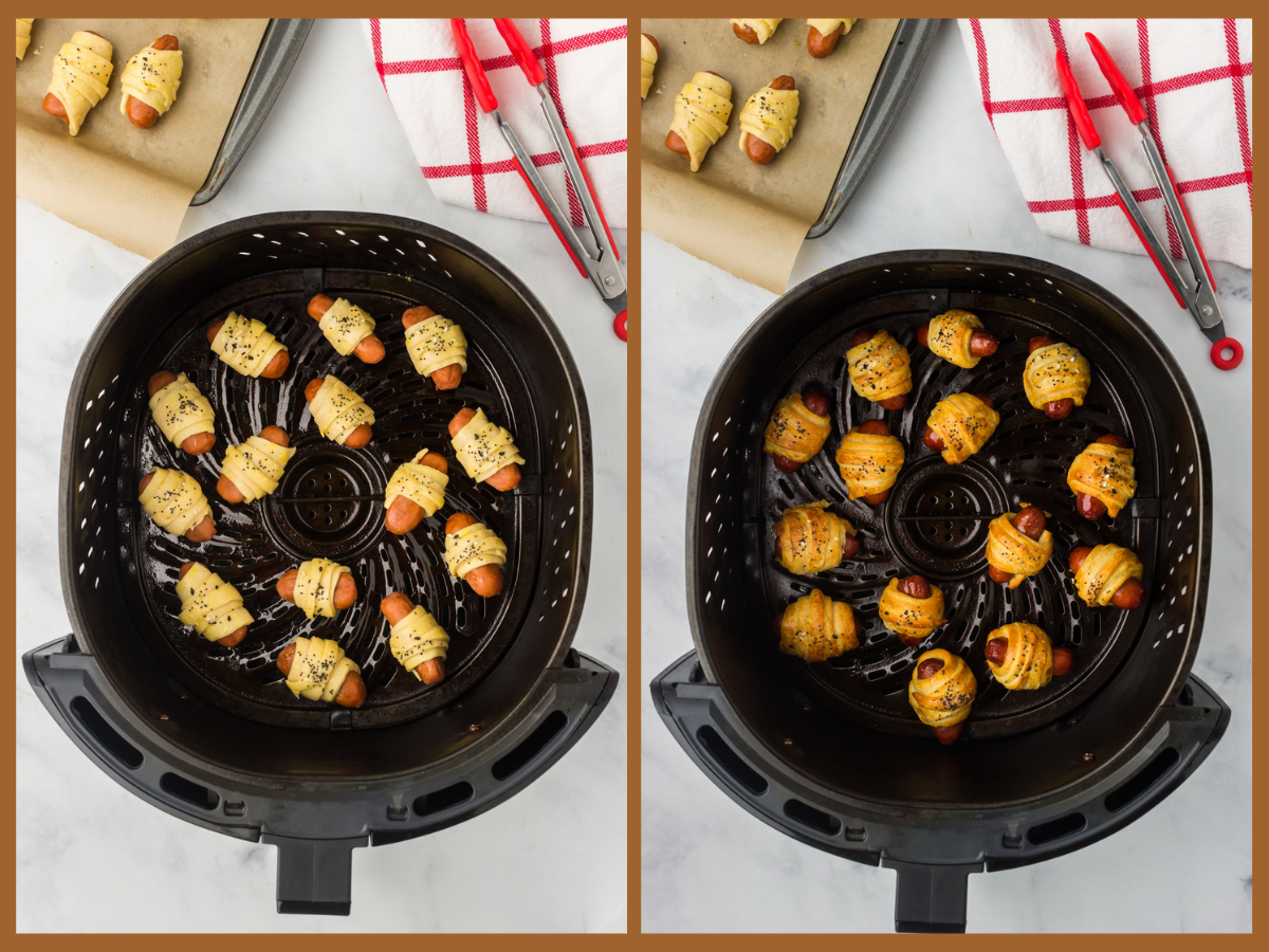 little smokies pigs in a blanket in the air fryer basket