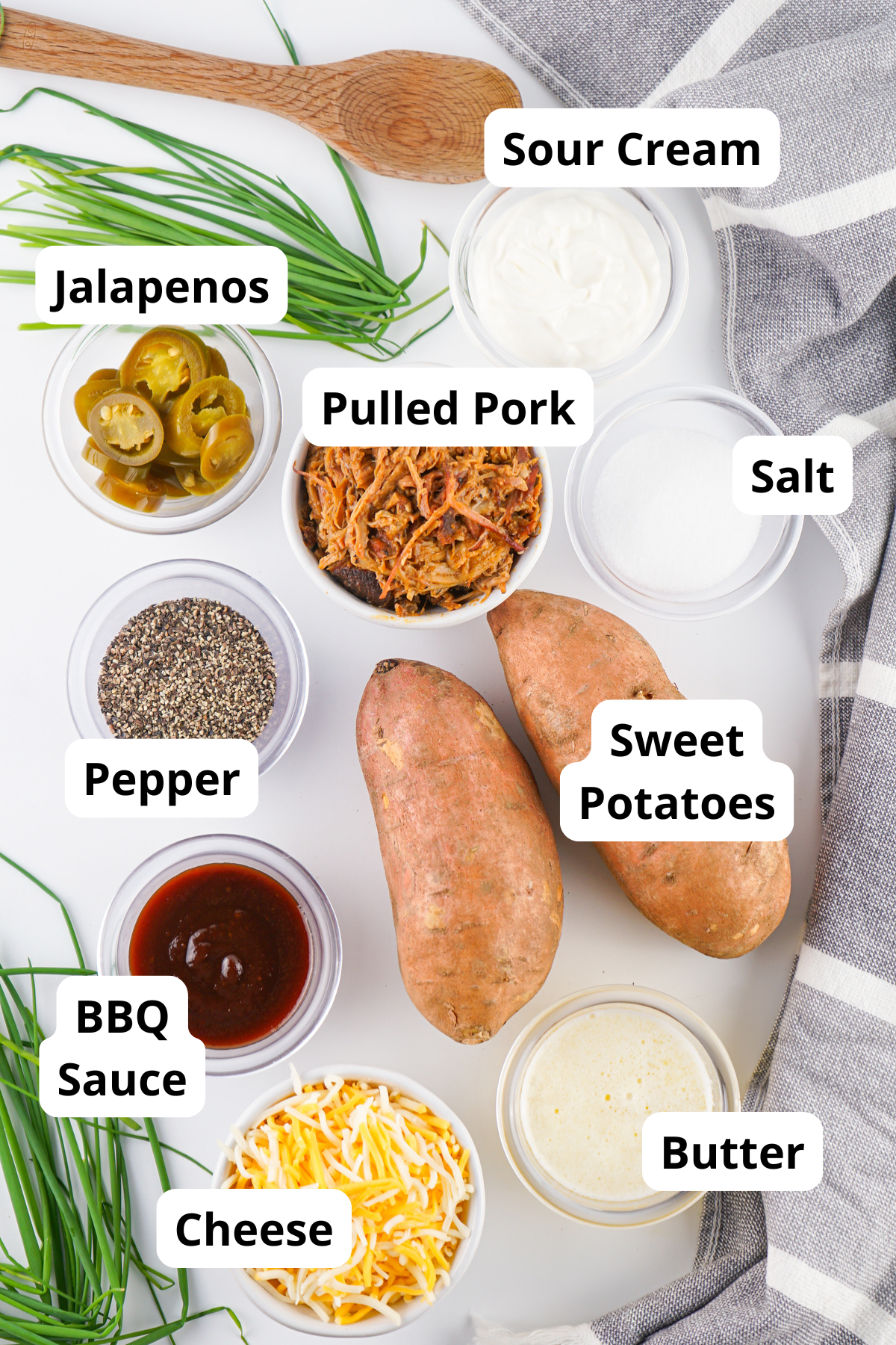 ingredients for pulled pork sweet potatoes