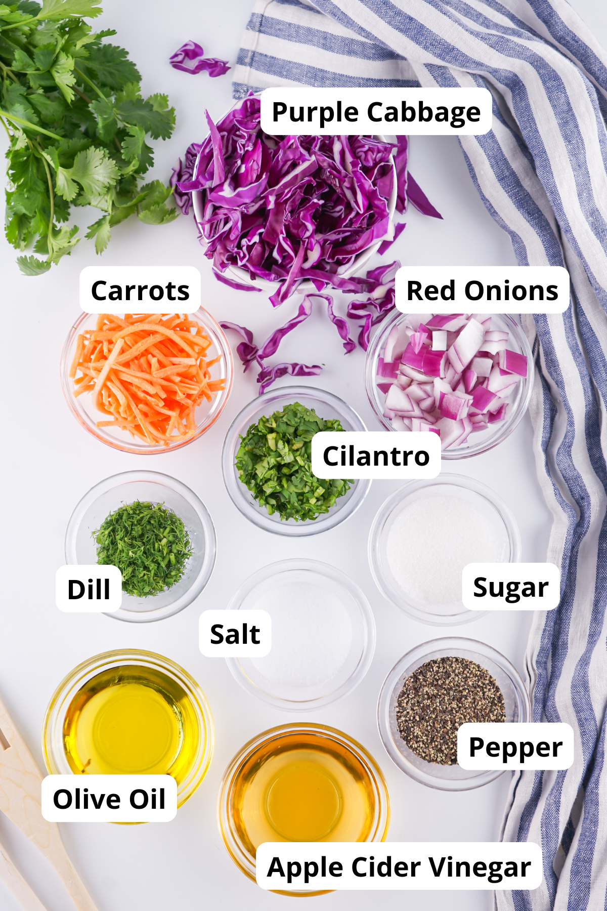 Ingredients to make easy red coleslaw