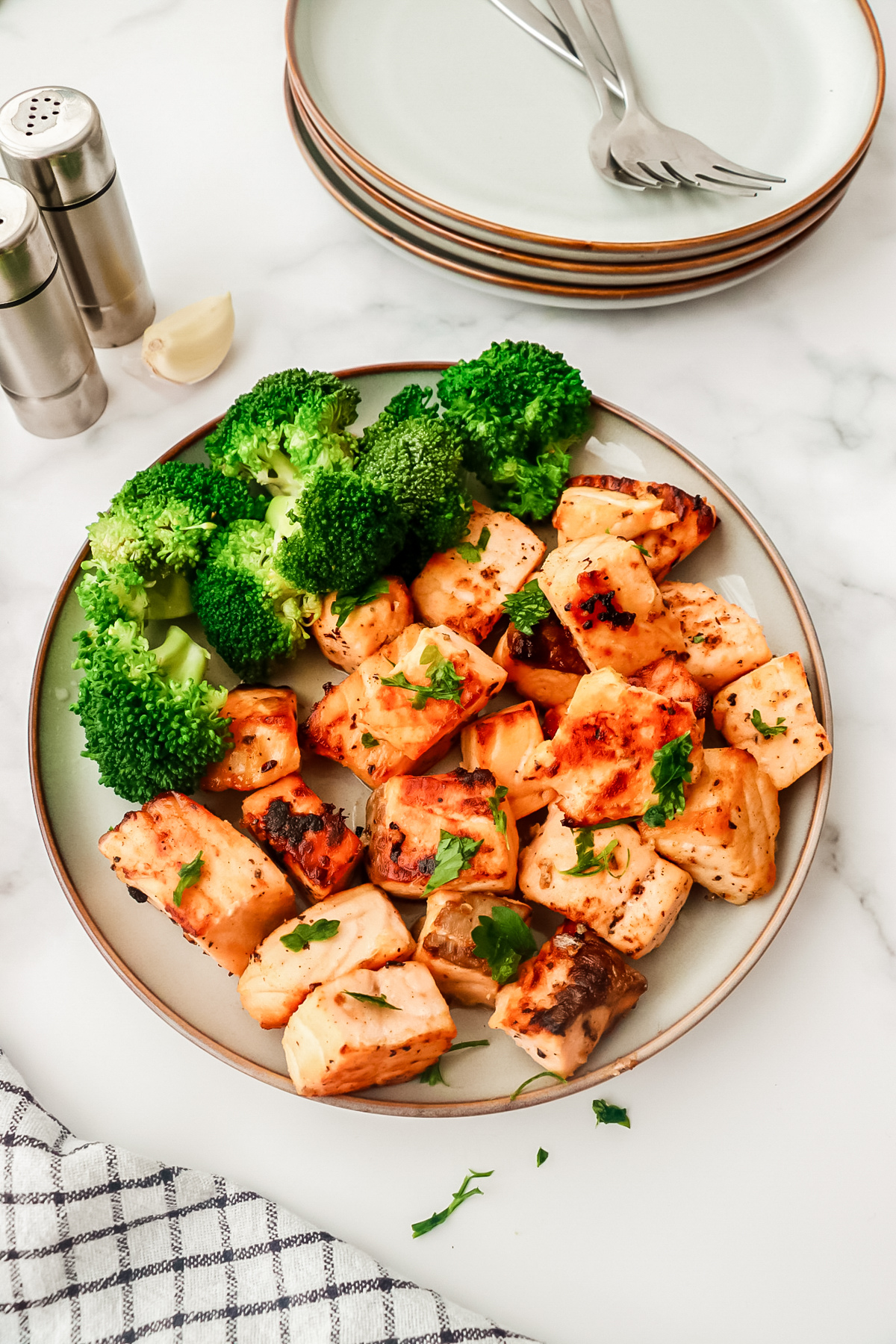 crispy salmon bites on a plate