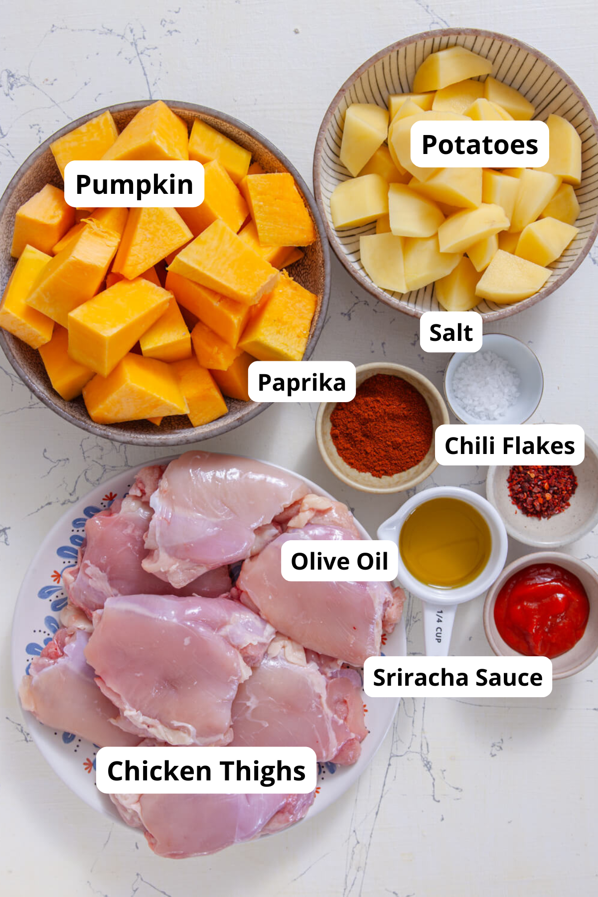Ingredients to make Spicy Harvest Chicken Casserole