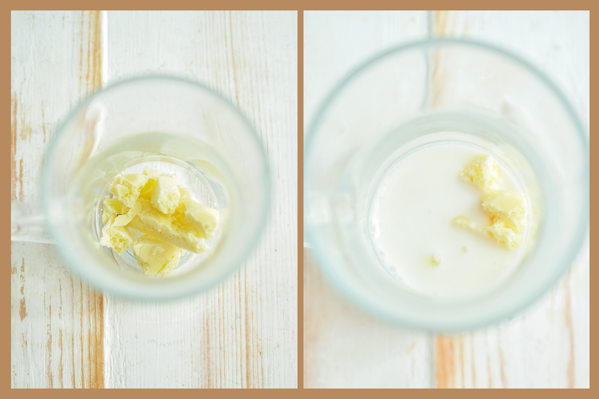 combining the white chocolate and milk