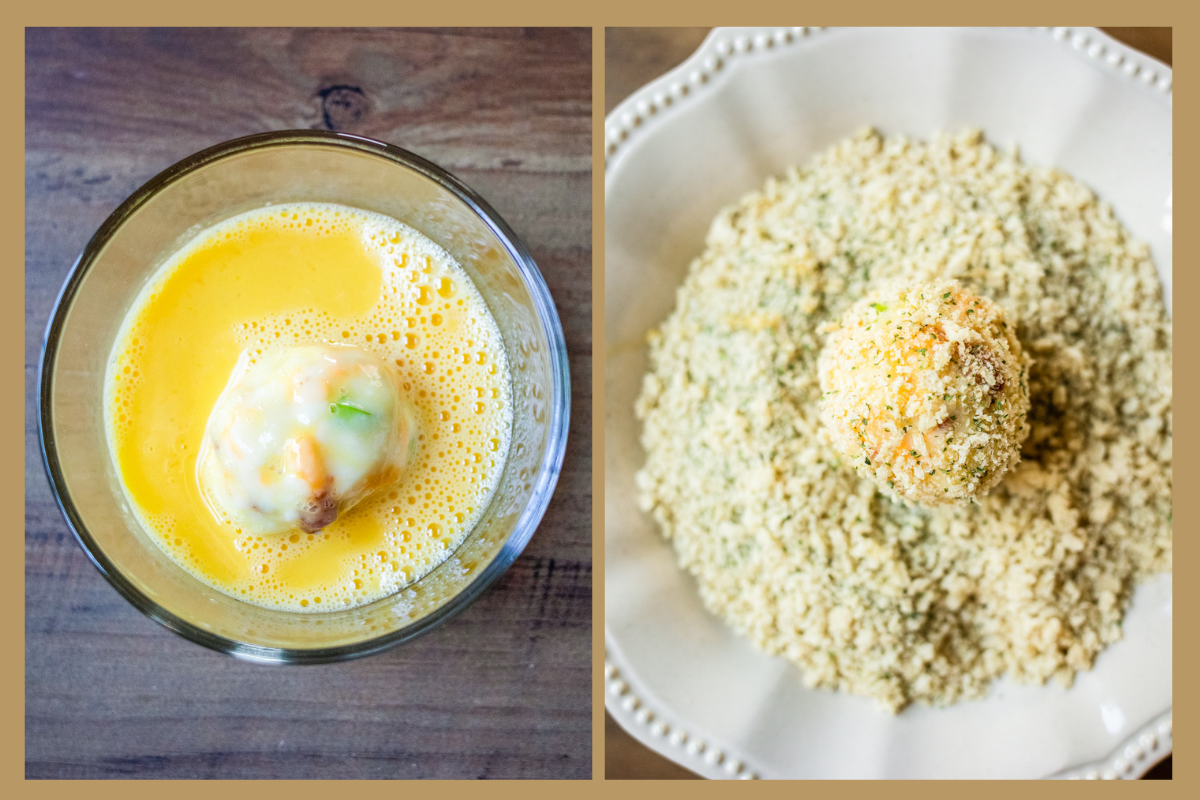 mashed potato balls dipped in egg and rolled in breadcrumbs