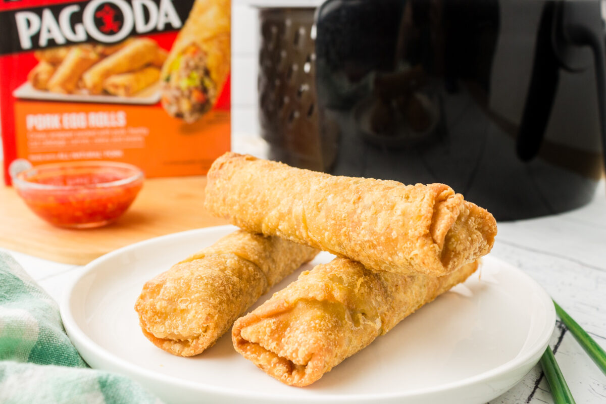 air fryer pagoda egg rolls on a plate